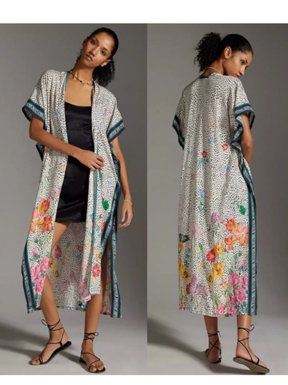 Anthropologie Maeve Woven Floral Ruana Duster One Size